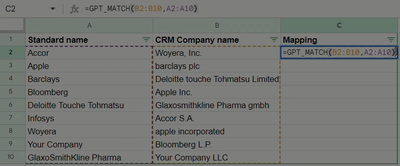 Sanitize CRM database in GPT for Sheets