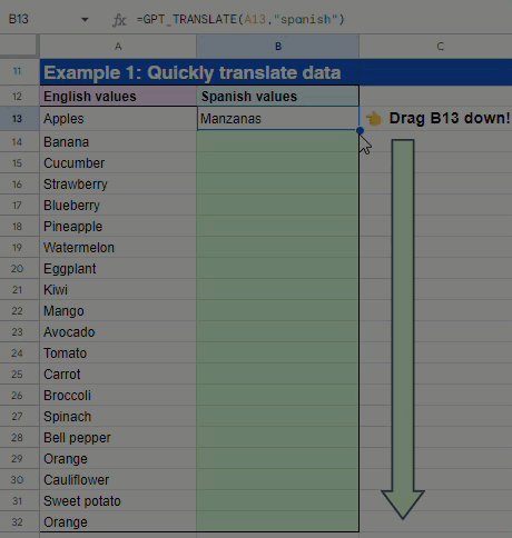 Translate content in GPT for Sheets