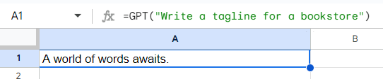 Write taglines in GPT for Sheets